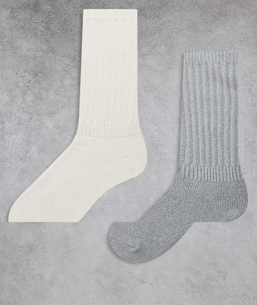 Hollister - 2er-Pack kuschelige Socken in Grau und Weiß von Hollister