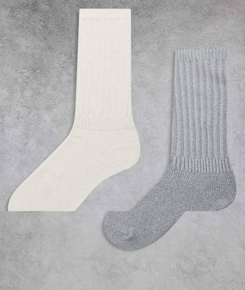 Hollister - 2er-Pack kuschelige Socken in Grau und Weiß von Hollister