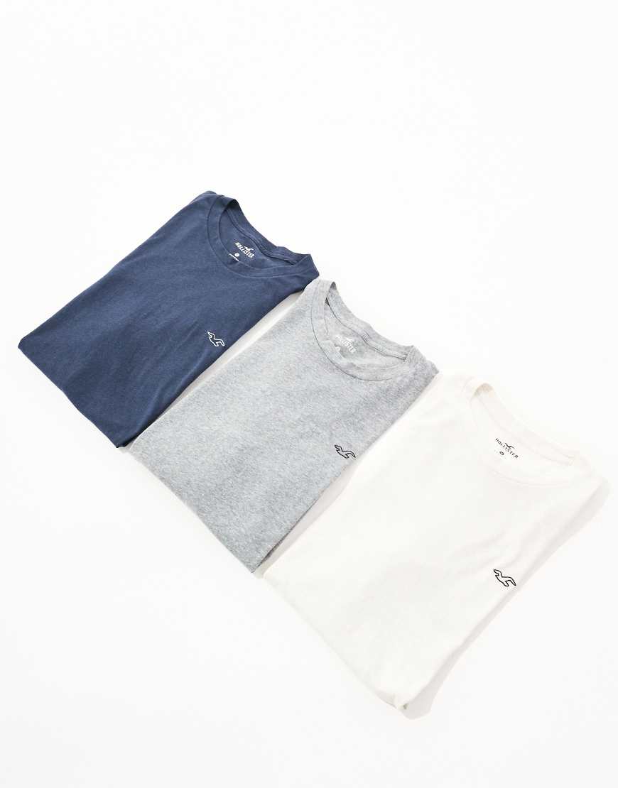 Hollister - 3er-Pack T-Shirts in verschiedenen Farben mit Markenzeichen-Bunt von Hollister