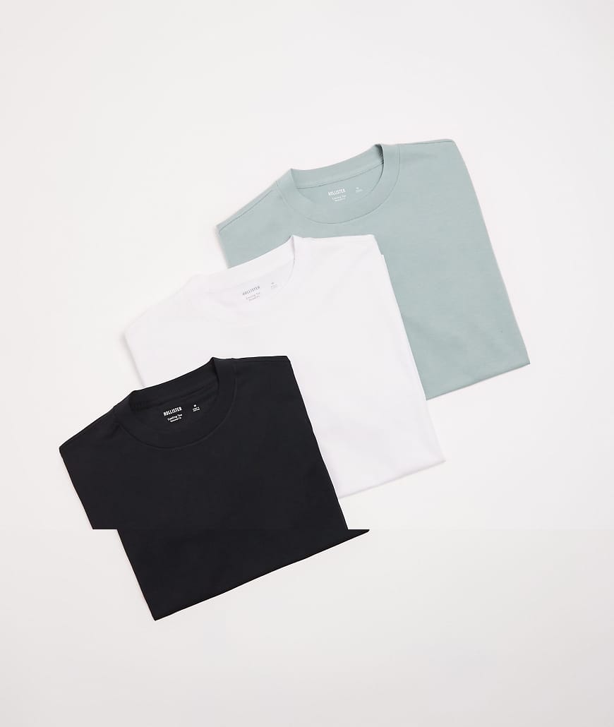 Hollister - 3er-Pack kurzärmlige T-Shirts in neutralen Farben von Hollister