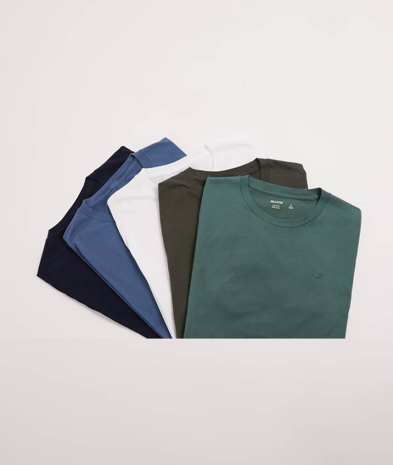 Hollister - 5er-Pack mehrfarbige, kurzärmlige T-Shirts mit klassischem Schnitt und Logo auf der Brust-Bunt von Hollister