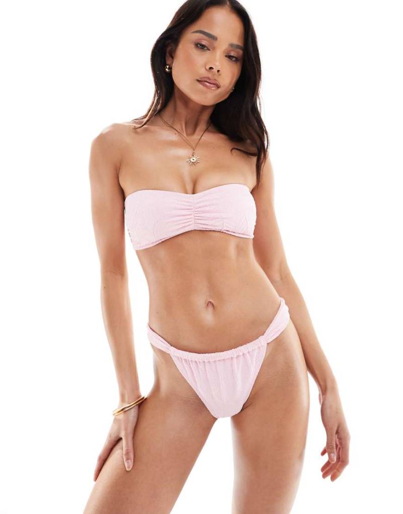 Hollister - Bademode - Extrem frech geschnittene Bikinihose in Rosa aus Jacquard mit Doppelriemen, Kombiteil von Hollister