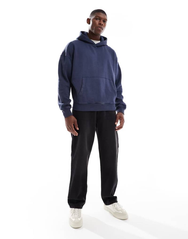 Hollister - Baggy-Kapuzenpullover in Marineblau mit Fronttasche von Hollister