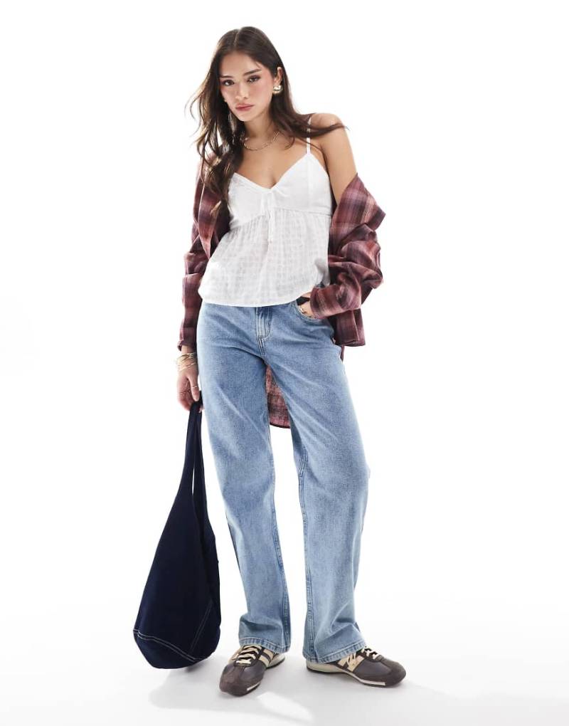 Hollister - Dad-Jeans in blauer Waschung mit hohem Bund von Hollister