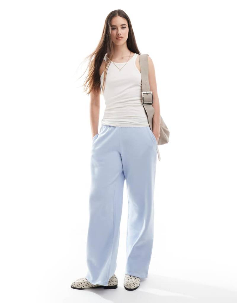 Hollister - Jogginghose in Babyblau mit Grafik, mittelhohem Bund und weitem Bein von Hollister