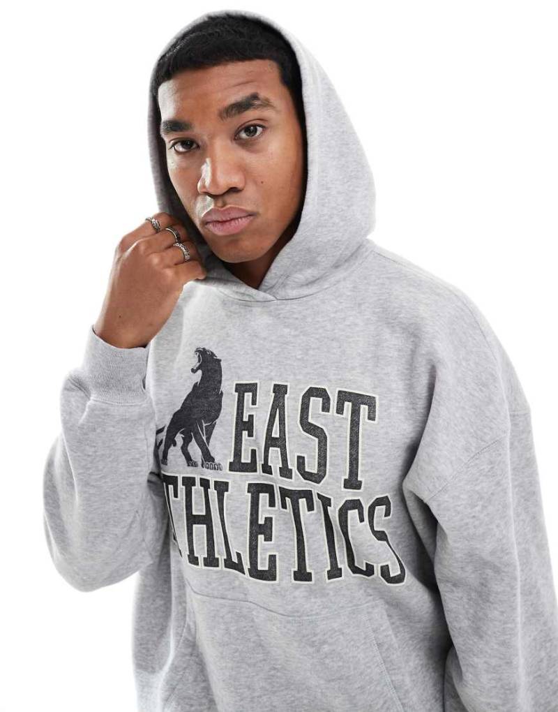 Hollister - Kastiger Kapuzenpullover in Grau mit College-Motiv von Hollister