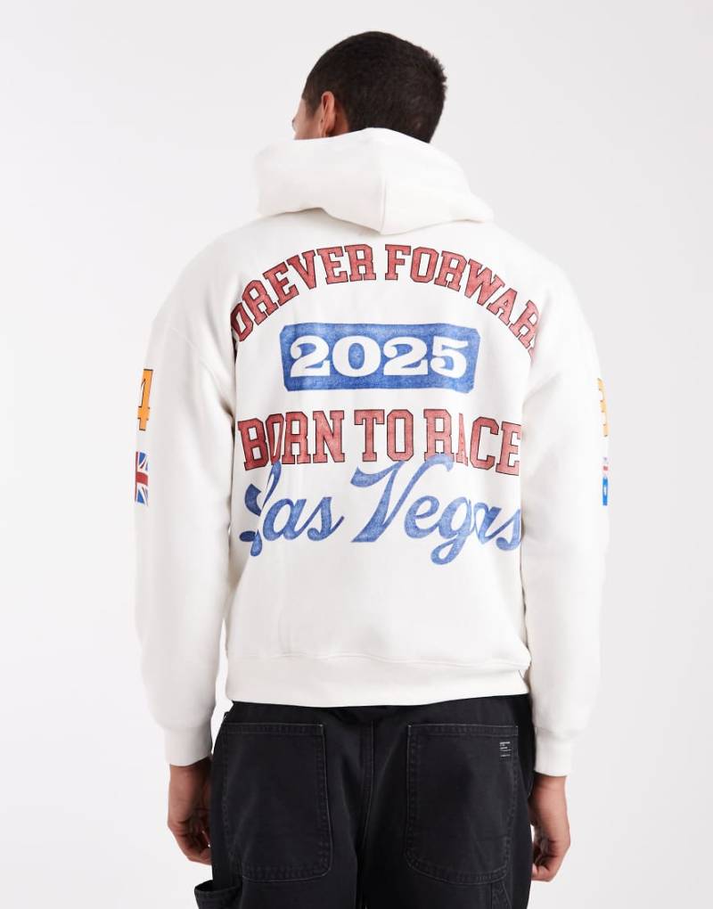 Hollister - Kastiger Kapuzenpullover in Weiß mit Formel-1-Print von Hollister