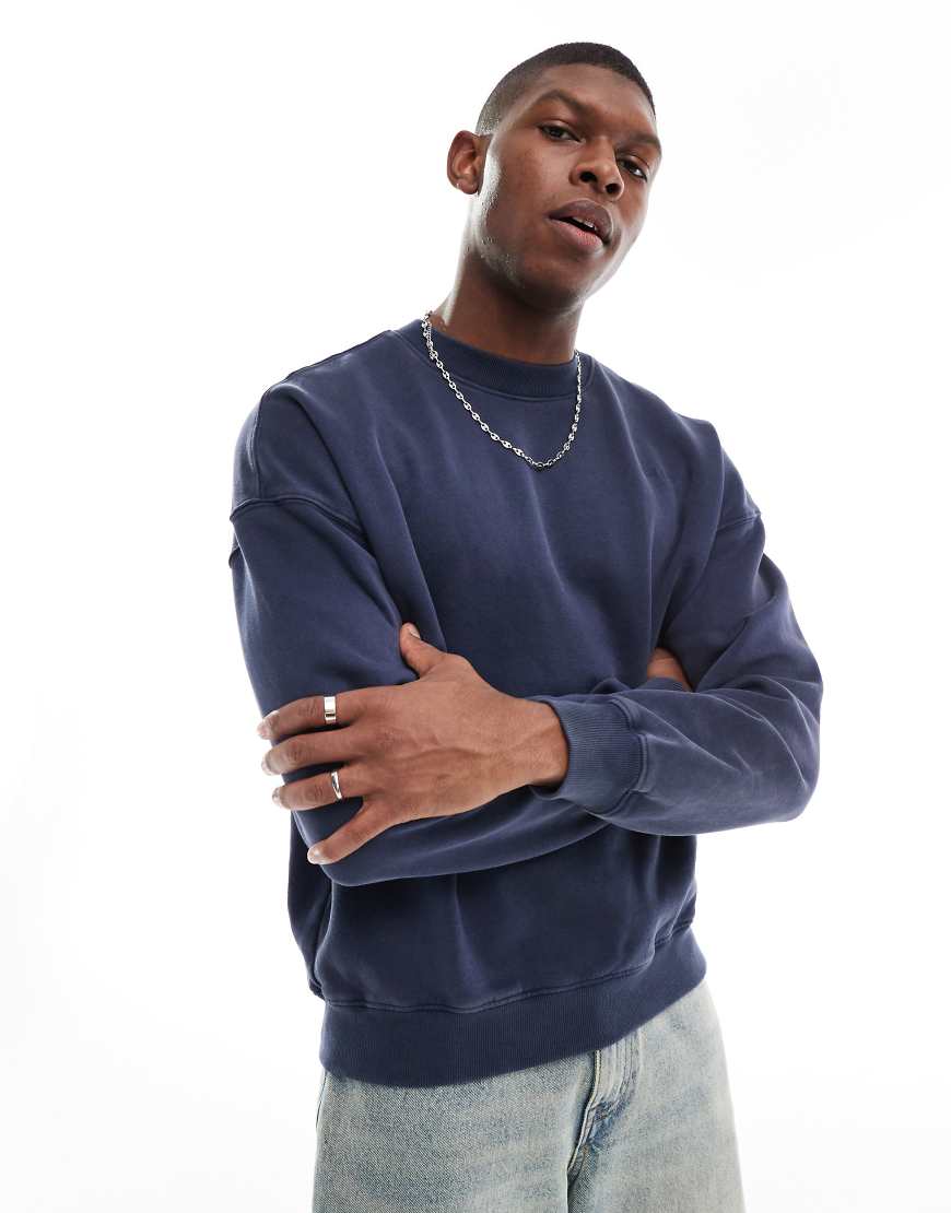 Hollister - Kastiges Sweatshirt in gewaschenem Blau von Hollister
