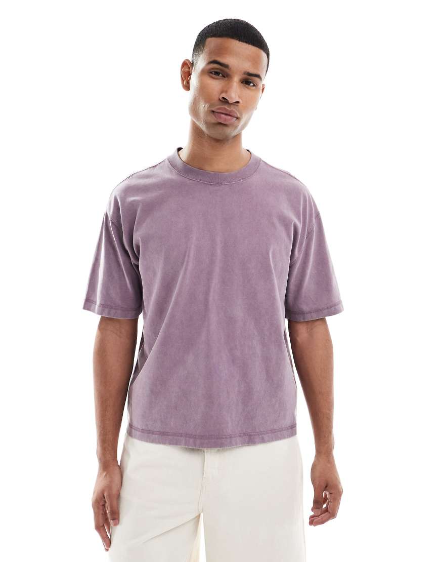 Hollister - Kurzärmliges, schweres Cropped-T-Shirt in Lila Hollister - Kurzärmliges, schweres Cropped-T-Shirt in Lila von Hollister