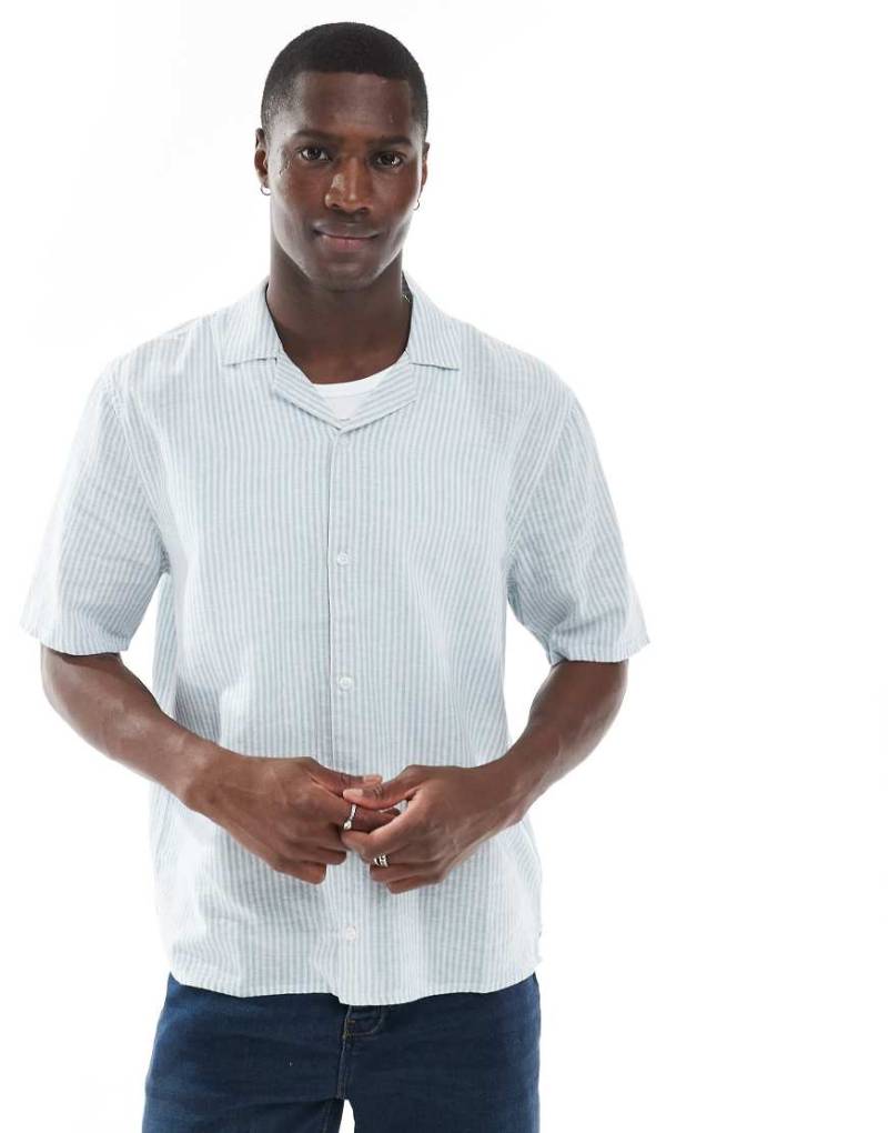 Hollister - Kurzärmliges Hemd in Blau mit Strukturstreifen von Hollister