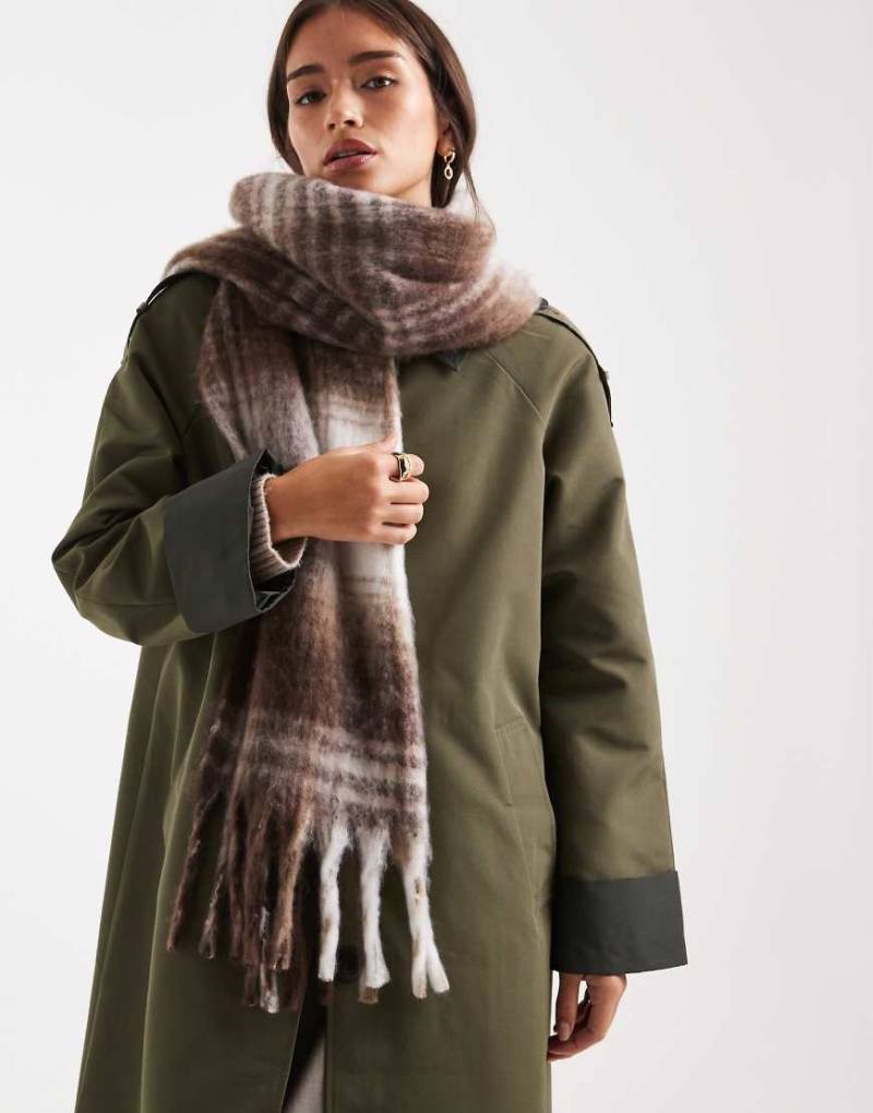 Hollister - Kuscheliger Schal in Creme und Braun mit Karomuster-Neutral von Hollister