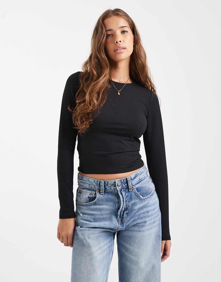 Hollister - Langärmliges Oberteil in Schwarz mit Rundhalsausschnitt von Hollister