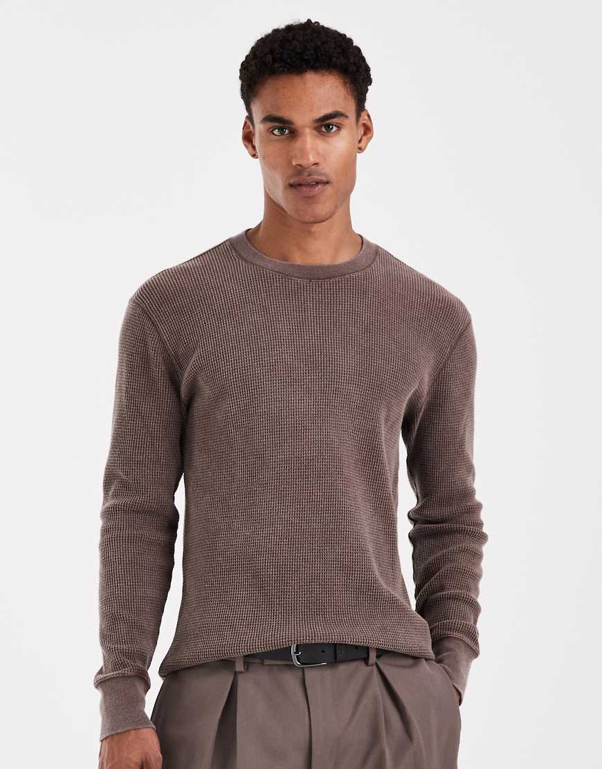 Hollister - Langärmliges Thermo-Oberteil in Braun mit Rundhalsausschnitt-Brown von Hollister