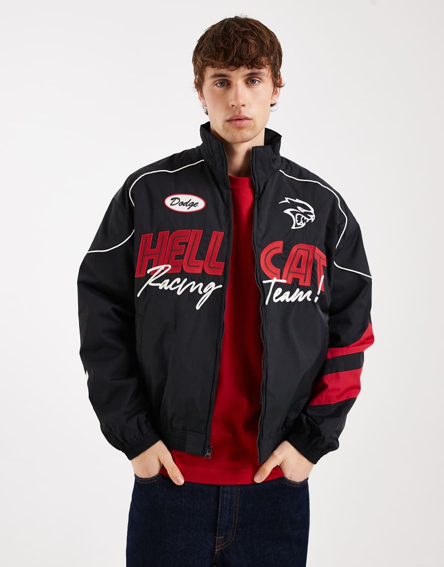 Hollister - Nylon-Jacke in Schwarz mit Racing-Grafikprints von Hollister