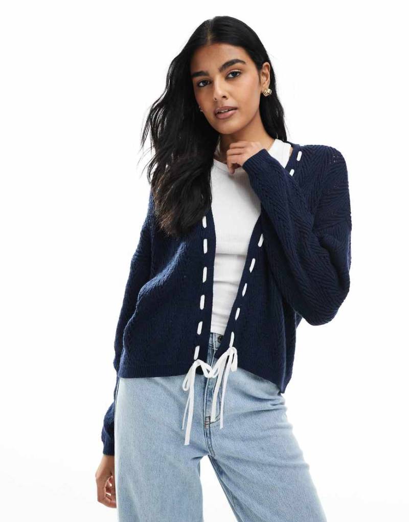 Hollister - Offene Strickjacke in Marineblau mit lockerem Schnitt von Hollister