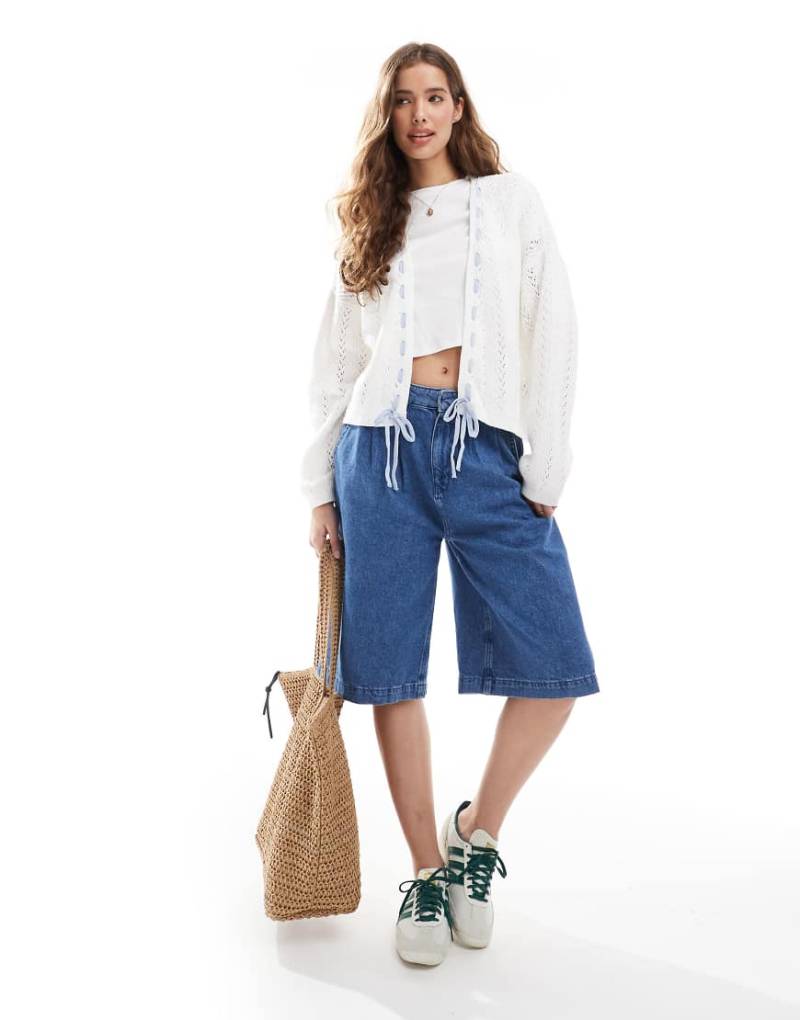 Hollister - Offene Strickjacke in Weiß mit lockerem Schnitt von Hollister