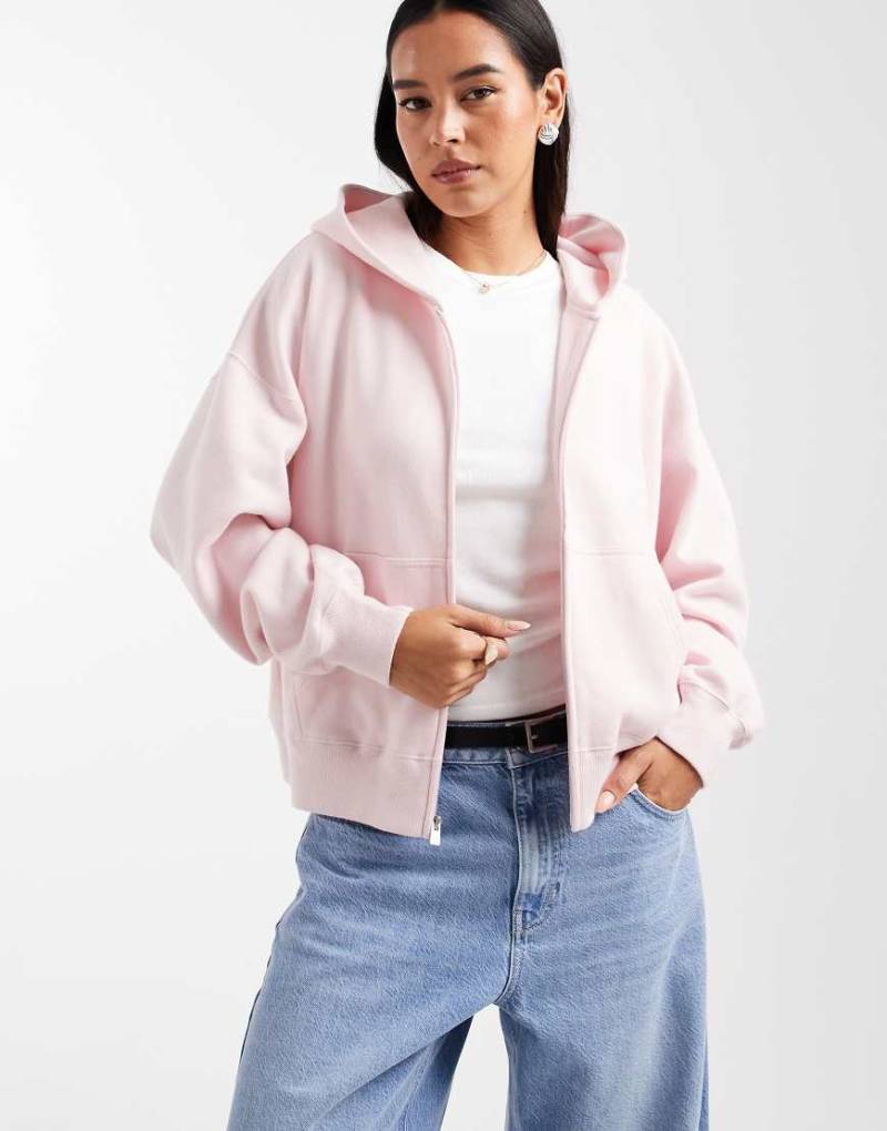 Hollister - Oversize-Kapuzenjacke in Babyrosa mit Reißverschluss-Schwarz Hollister - Oversize-Kapuzenjacke in Babyrosa mit Reißverschluss-Schwarz von Hollister