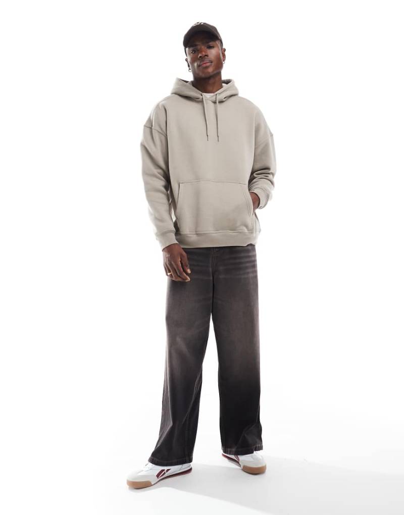 Hollister - Oversize-Kapuzenpullover in Beige-Bunt mit Logodetail-Neutral von Hollister