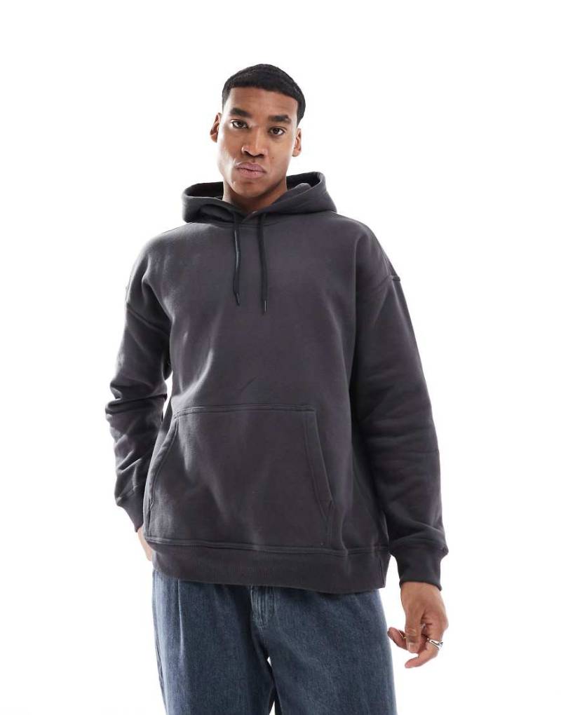 Hollister - Oversize-Kapuzenpullover in Grau mit Logo-Schwarz von Hollister