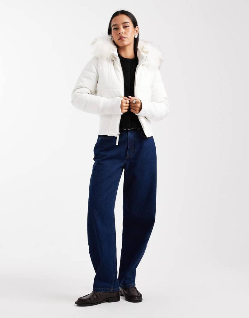 Hollister - Puffer-Bomberjacke im Y2K-Design in Weiß von Hollister