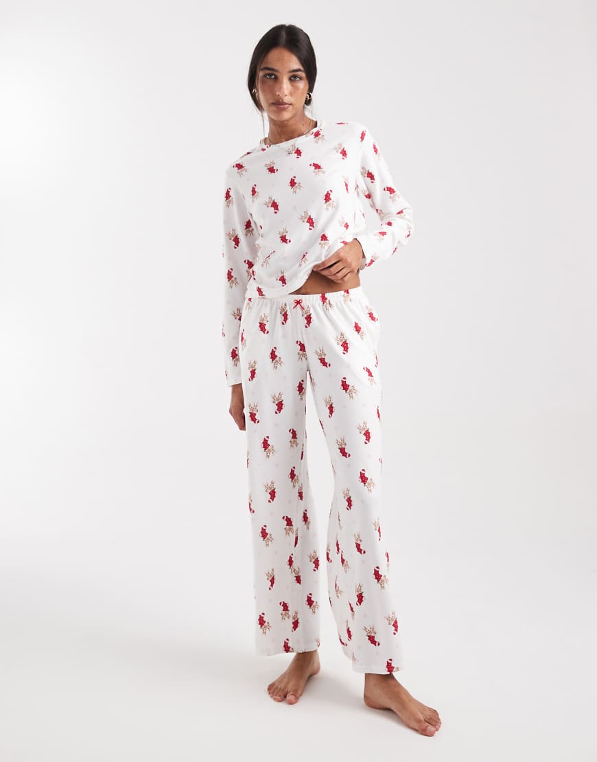 Hollister - Pyjama-Hose in Weiß mit Sockenmuster, weitem Bein und niedrigem Bund von Hollister