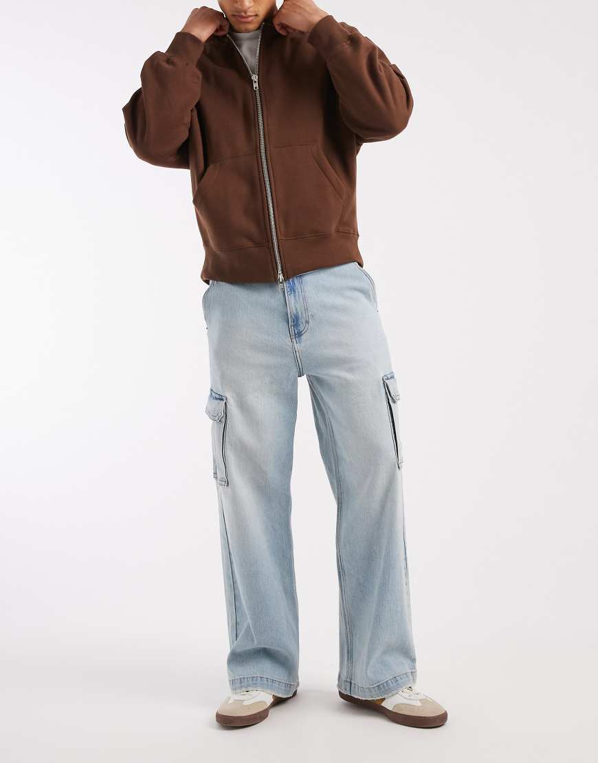 Hollister - Sehr weite Cargo-Jeans in hellblauer Waschung von Hollister