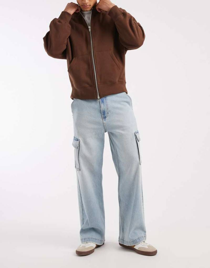 Hollister - Sehr weite Cargo-Jeans in hellblauer Waschung von Hollister