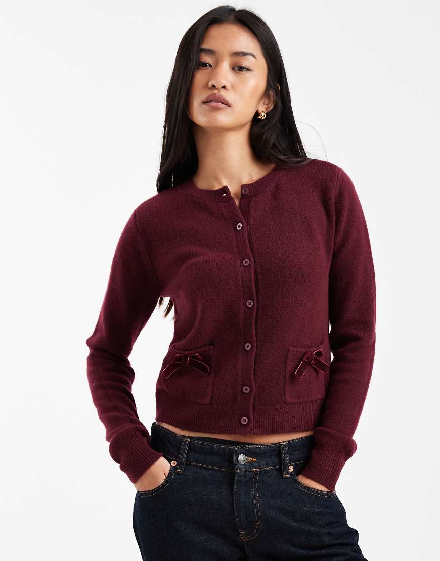 Hollister - Strickjacke in Rot mit Schleifendetail von Hollister