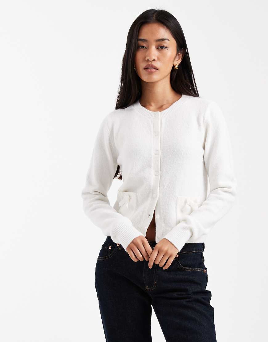 Hollister - Strickjacke in Weiß mit Schleifendetail von Hollister