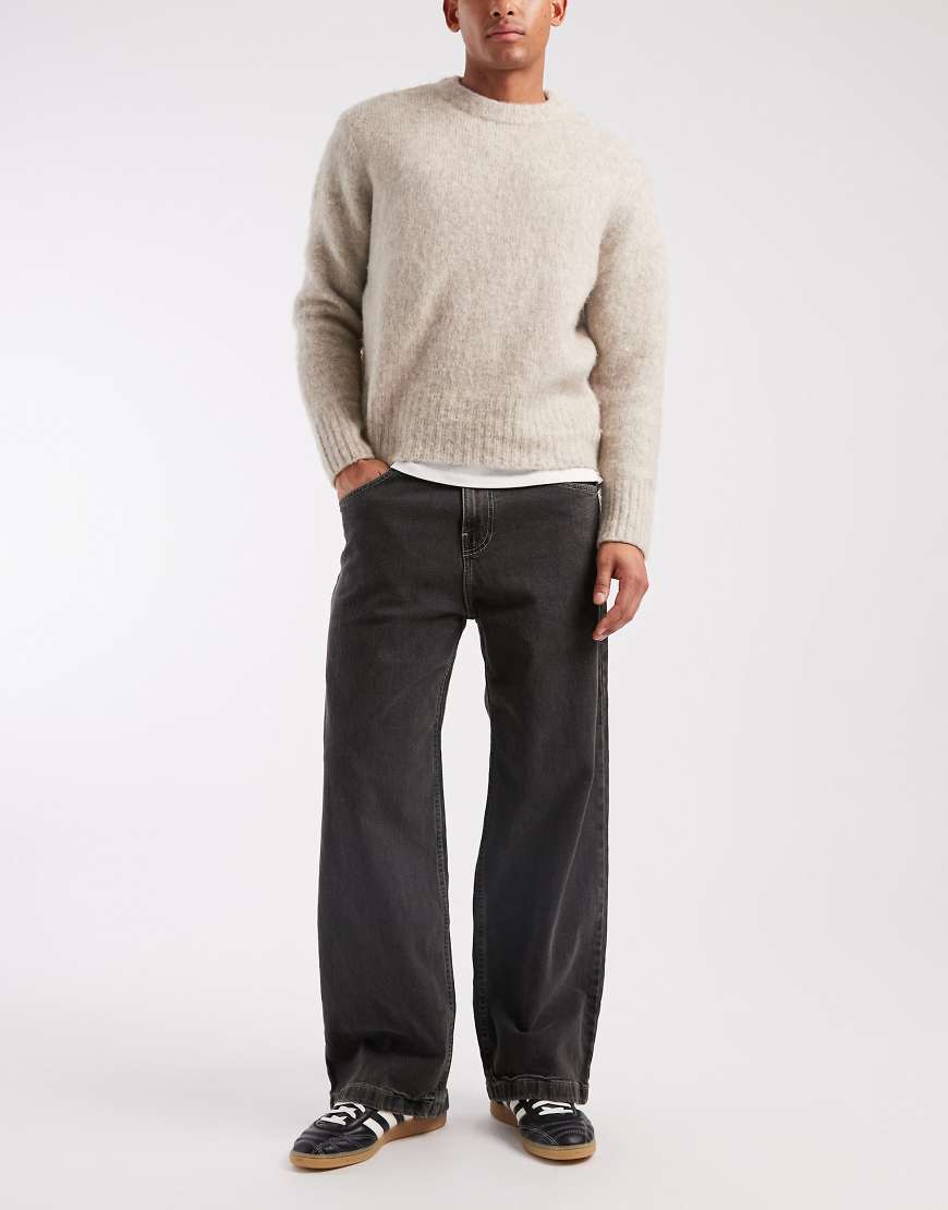 Hollister - Superweite 5-Pocket-Jeans in verwaschenem Schwarz von Hollister