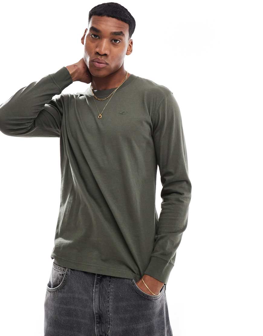 Hollister - Sweatshirt in Khaki mit Markenlogo-Grün von Hollister