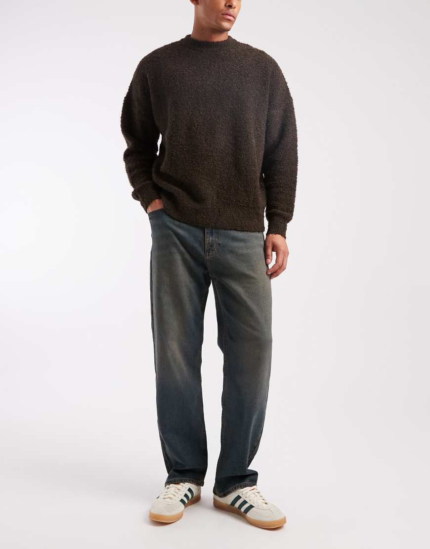 Hollister - Weite 5-Pocket-Jeans in dunkler ausgeblichener Waschung-Blau von Hollister