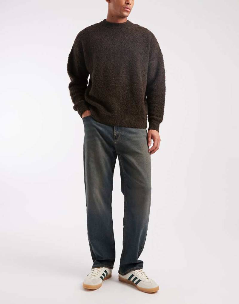 Hollister - Weite 5-Pocket-Jeans in dunkler ausgeblichener Waschung-Blau von Hollister