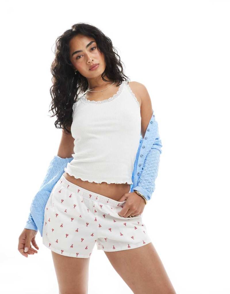 Hollister - Weite Pyjama-Boxershorts mit tiefem Bund und Hummerprint-Bunt von Hollister