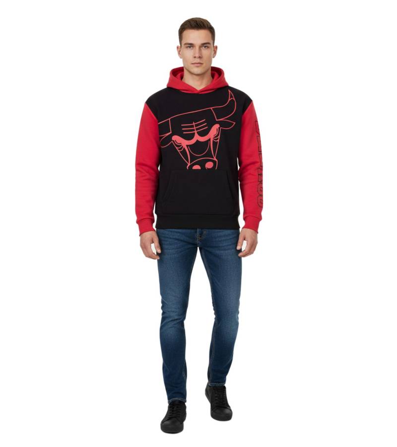 Hollister X NBA Chicago Bulls Herren Hoodie mit großem Chicago-Bulls Logo-Print Baumwoll-Pullover 322-221-1590-905 Schwarz/Rot von Hollister