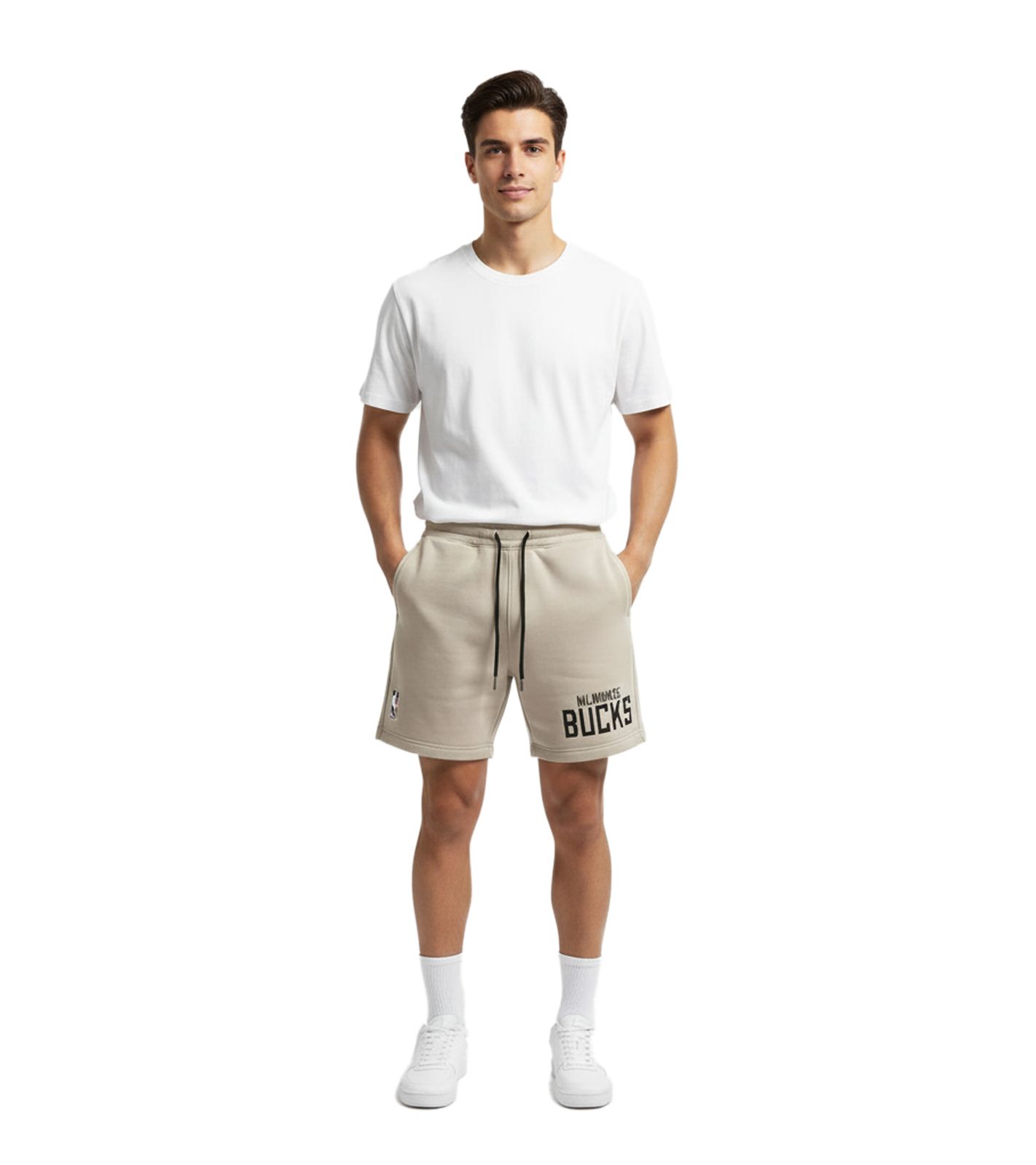 Hollister X NBA Milwaukee Bucks Sweat-Shorts Sport-Hose Baumwoll-Hose 328-278-0257-400 Taupe von Hollister