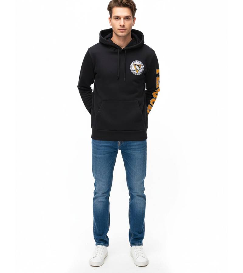 Hollister X NHL Pittsburgh Penguins Herren Hoodie mit Team-Logo-Aufdruck Baumwoll-Pullover 322-221-1606-900 Schwarz von Hollister