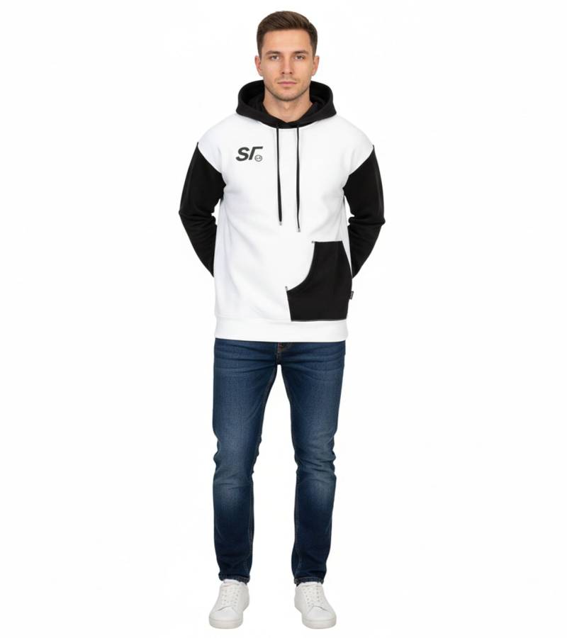 Hollister X Social Tourist Herren Hoodie mit Social Tourist-Print Baumwoll-Pullover 365-352-0016-119 Weiß/Schwarz von Hollister