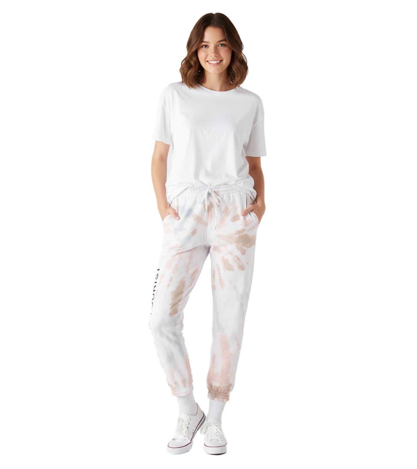 Hollister X Social Tourist Jogginghose im Batik-Look Baumwoll-Hose 365-347-0002-218 Weiß/Bunt von Hollister
