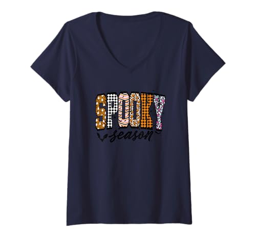 Damen Gruselige Jahreszeit, Halloween-Design, Herbst-Spaß T-Shirt mit V-Ausschnitt Damen Gruselige Jahreszeit, Halloween-Design, Herbst-Spaß T-Shirt mit V-Ausschnitt von Hollow Designs