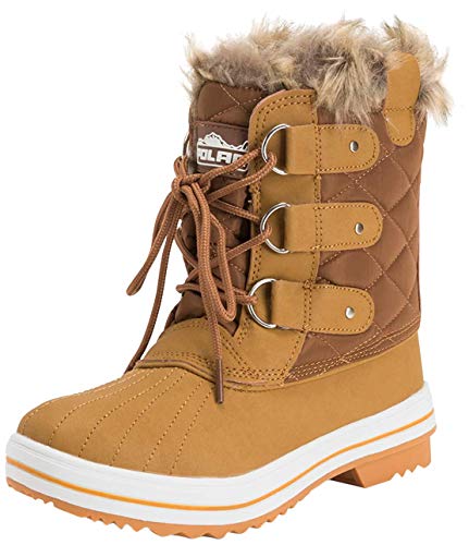 Damen Schneestiefel, Nylon, Kurz, Winter, Schnee, Regen, Warm, Wasserdicht, Kunstfell-Stiefel, - hautfarben - Größe: 39 EU von Polar