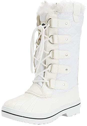 Polar Damen Schneestiefel, gesteppt, hoch, wasserdicht, warm, Regenstiefel, Winterstiefel, Weiß - weiß - Größe: 38 EU von Polar