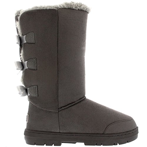 Holly Womens Triplet Bow Tall Classic Waterproof Winter Rain Snow Boots - Grey - 7-40 - AEA0233 von Holly