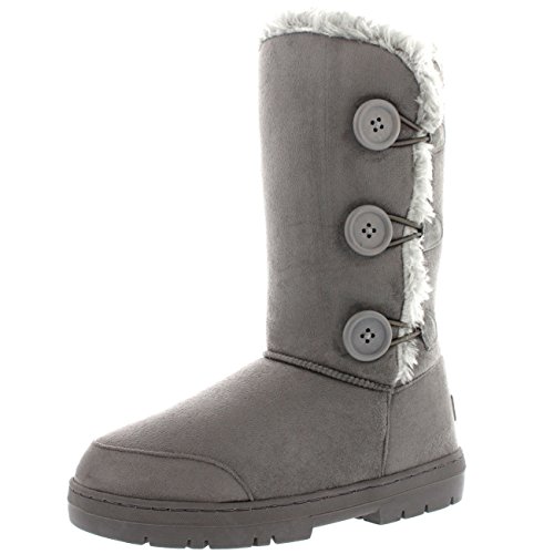 Holly Womens Triplet Button Waterproof Winter Snow Boots - Grey - 10 - GRE43 AEA0155 von Holly