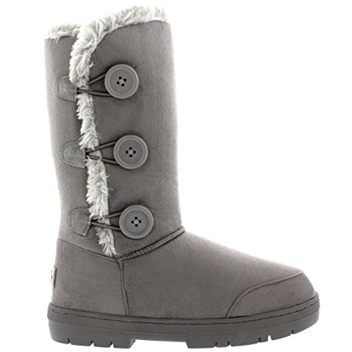 Holly Womens Triplet Button Waterproof Winter Snow Boots - Grey - 9-42 - AEA0155 von Holly