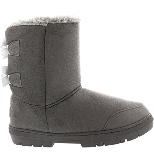 Holly Womens Twin Bow Tall Classic Waterproof Winter Rain Snow Boots - Grey - 6-39 - AEA0237 von Holly