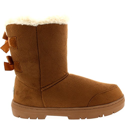 Holly Womens Twin Bow Tall Classic Waterproof Winter Rain Snow Boots - Tan - 6-39 - AEA0235 von Holly