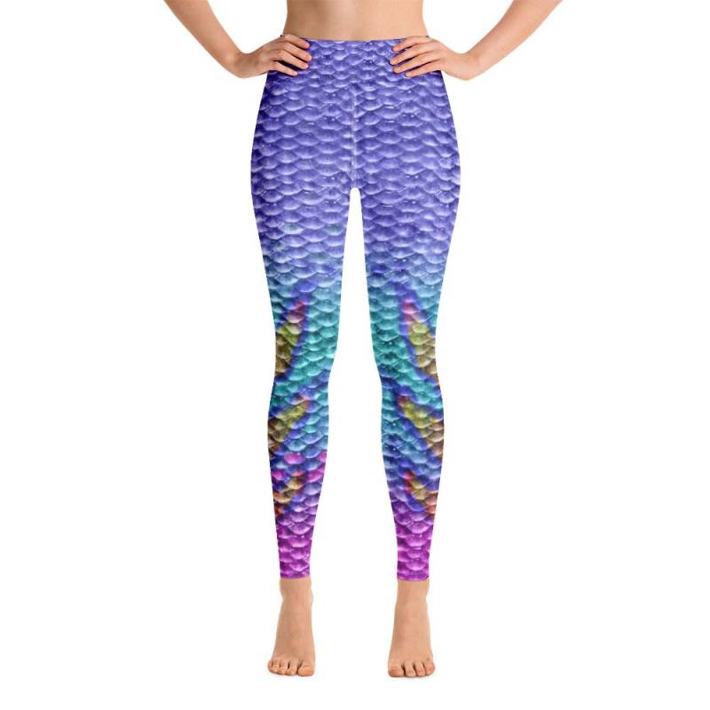Meerjungfrauenmuster Yoga Leggings, Pocket, Fischmuster von HollyFaeArt