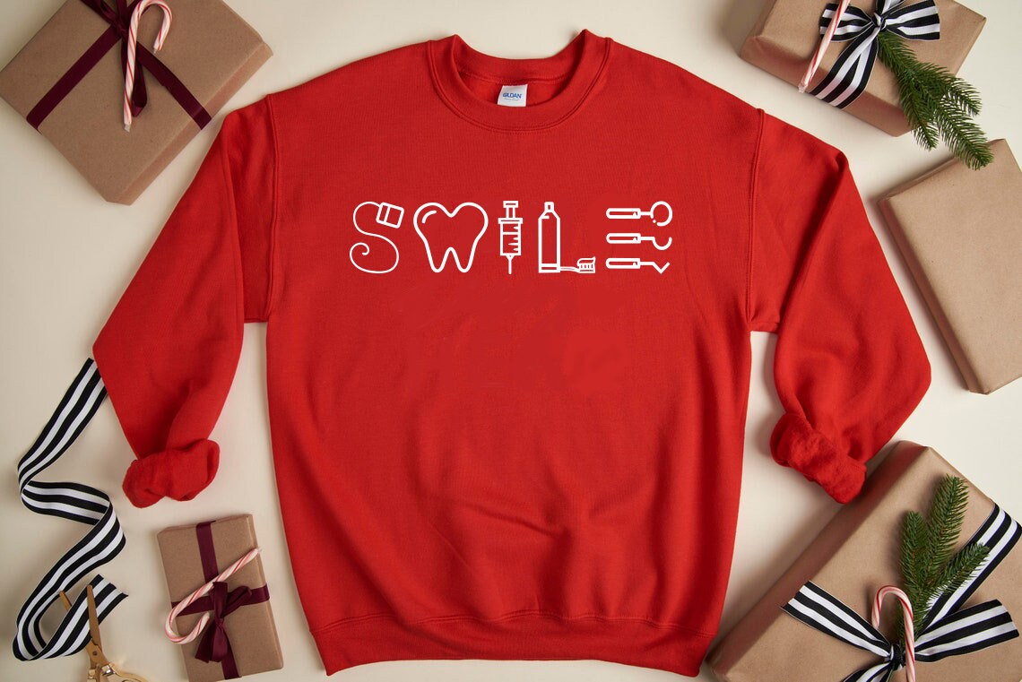 Zahnarzt Sweatshirt, Smile Dental Hygienist, Geschenk Für Zahnarzt, Mama Geschenk, Valentinstag Urlaub, Bestes Weihnachtsgeschenk von HollyGambleStore