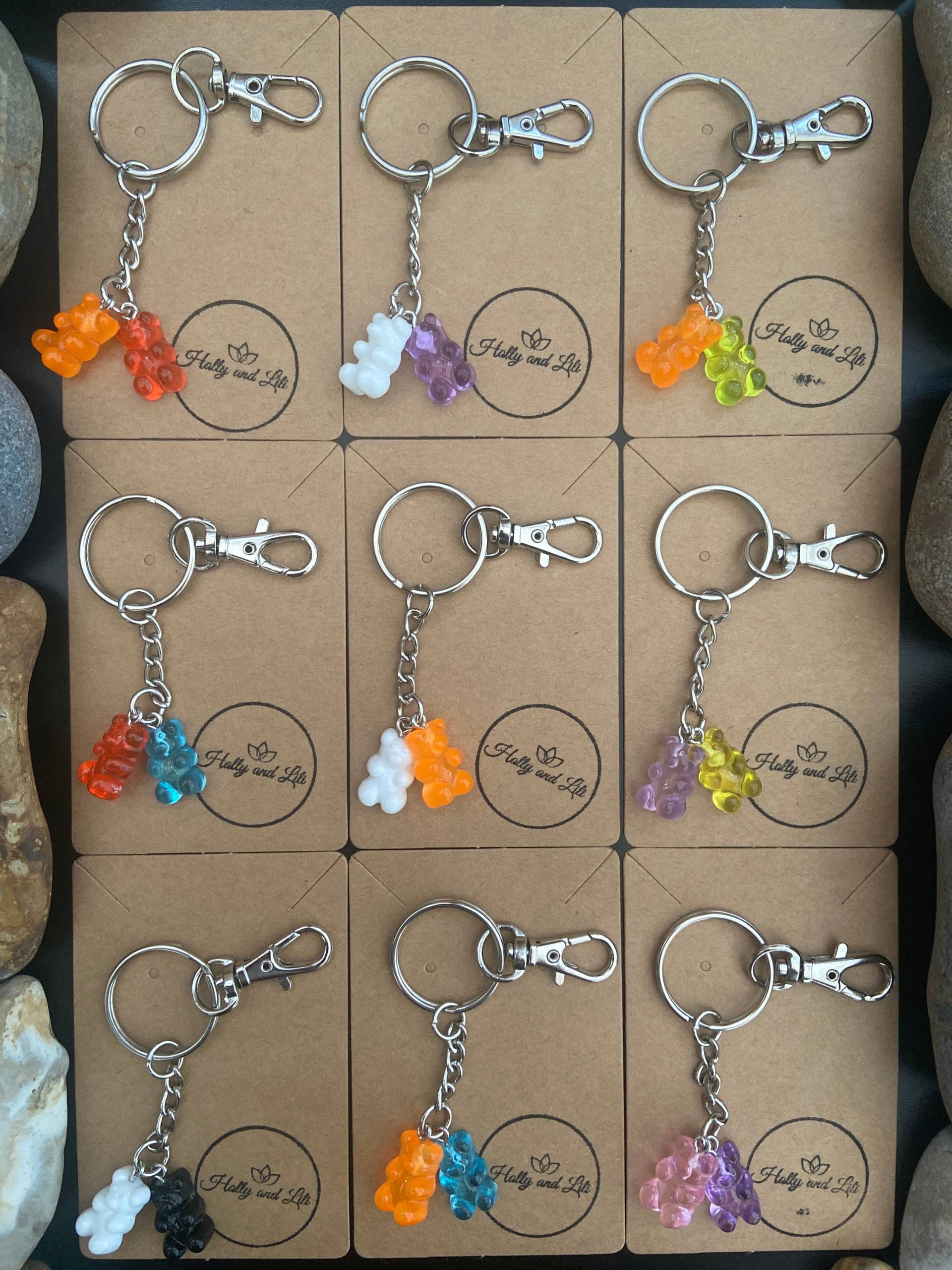 Gummibärchen-Schlüsselanhänger, Teddybär-Doppelanhänger, Personalsed Gummy-Schlüsselanhänger, Viele Farben, Neuheit-Reißverschlusskette von HollyandLili